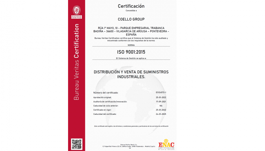 COELLO GROUP Ha Sido Certificado ISO 9001:2015 - Coello Group - 1/2